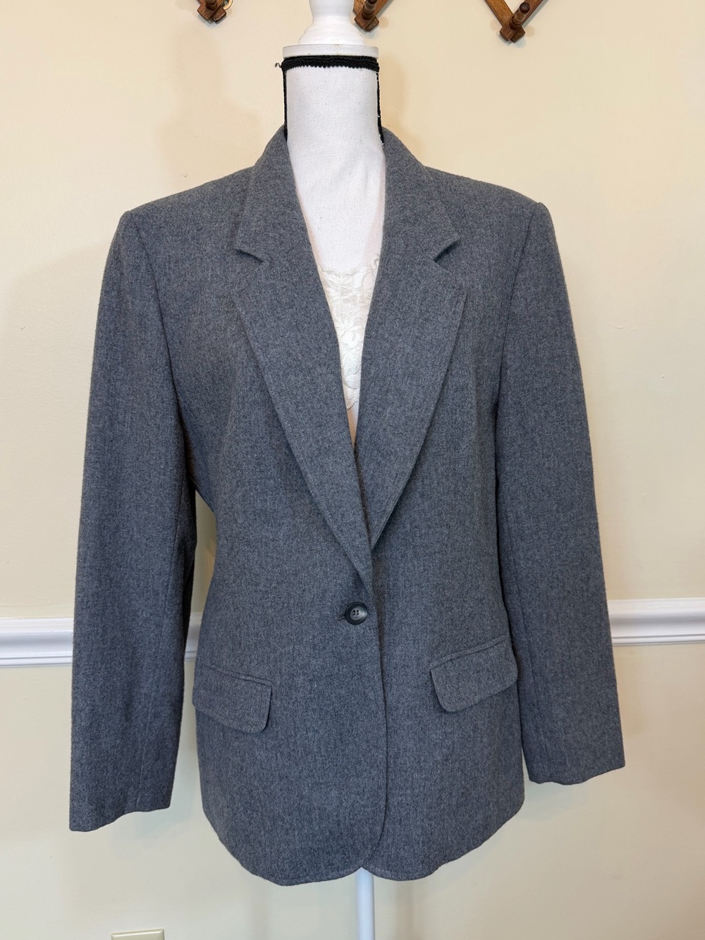Pendleton Gray Wool Single-Button Blazer Classic Capsule Staple Everyday Jacket